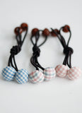 Gingham Button Hairties