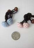Gingham Button Hairties